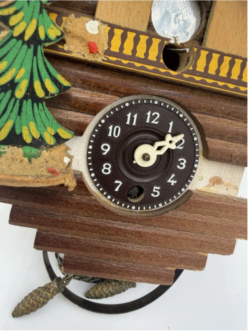 Vintage Small Swiss Chalet Style Wooden Cuckoo Clock UNTESTED/UNKNOWN IF WORKS